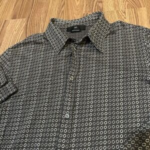 Z Zegna Geometric AOP Shirt Button Up Long Sleeve Sz. XL 54 Made in Italy Brown